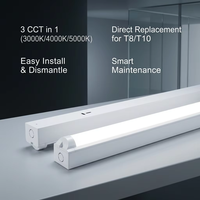 Luminaire LED d'urgence 18-55W 600-1500mm T8/T10 de remplacement 120-130lm/W avec couvercle en PC, garantie 5 ans, batterie Li-ion