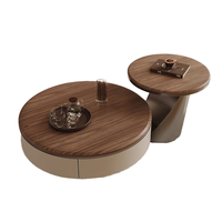 Table basse de luxe légère, simple et moderne, de taille moyenne, pour salon, surface en bois de noyer, style ancien, toucher métallique durable