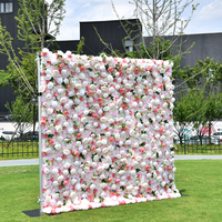 5D Witte Zijden Rozen Ritsbloemenwand 8x8 Eco-vriendelijk voor Bruiloft, Valentijnsdag & Feestdecoratie
