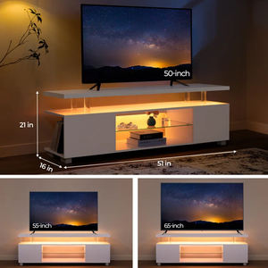 Mobile Porta TV Moderno con Ripiano in Vetro Lucido e Tavolo in Truciolato, Design Contemporaneo - Product Image 5