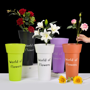 Vente directe d'usine personnalisé multicolore en plastique seau à fleurs rond/carré grand Pot de fleur <span class=keywords><strong>pour</strong></span> la maison jardin décor fleuriste - Product Image 2