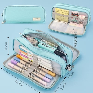 Trousse à crayons <span class=keywords><strong>X415</strong></span> grande capacité, 3 compartiments, fermeture éclair, en toile, pour marqueurs, crayons, enfants, filles, école - Product Image 6