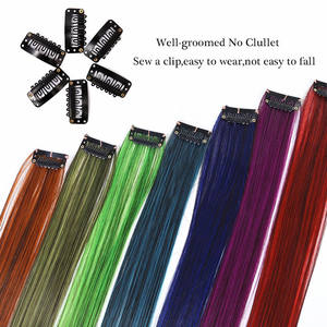 Vente chaude 22 pouces Extensions de <span class=keywords><strong>cheveux</strong></span> synthétiques longue ligne droite Clip sur les extensions de <span class=keywords><strong>cheveux</strong></span> pièces de <span class=keywords><strong>cheveux</strong></span> colorés perruques en gros - Product Image 5