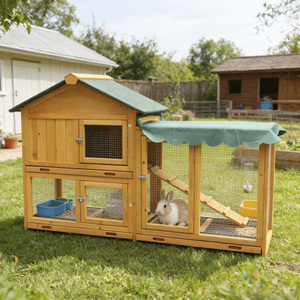 Jaula de madera para conejos, para exteriores, con bandeja extraíble impermeable y ventilada, para animales pequeños, desde almacén de EE. UU. - Product Image 5
