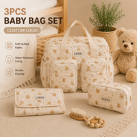 Ensemble de 3 sacs à couches pour bébé avec logo personnalisé, sac fourre-tout matelassé pour maman, sac de poussette, matelas à langer, sacs de maternité imperméables, vente en gros OEM