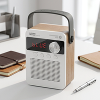 Radio Rumah Kayu FM dengan Speaker Nirkabel BT, Jam Alarm, Timer Tidur, dan Pemutar USB / TF