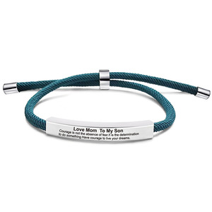 A mio <span class=keywords><strong>figlio</strong></span> braccialetti di lunghezza regolabile <span class=keywords><strong>bracciale</strong></span> Laser Logo stampa acciaio inossidabile nero rosso bianco filo intrecciato corda braccialetto fortunato - Product Image 6