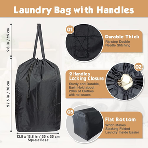 Bolsa de Lavandería de Viaje Lavable con Asas y Cordón, Resistente y Grande, Ideal para Cestas de Ropa o Contenedores de Ropa Sucia - Product Image 5