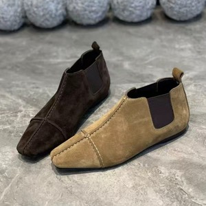 Botines Planos Cómodos de Ante con Punta Cuadrada Estilo Vintage 2026 para Mujer, Ideales para Uso Diario y Combinables con Todo - Product Image 1