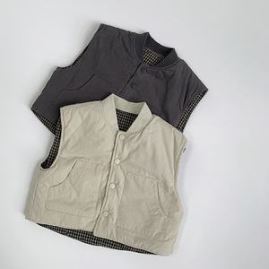 Nouvelle collection hiver : Gilet réversible épais pour enfants, garçons et filles, motif écossais, sous-vêtement chaud, vêtements élégants pour enfants - Product Image 1