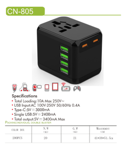 Thế Giới cắm nhanh tường sạc cắm Adapter chuyển đổi toàn cầu 4 USB điện thoại di động phổ Travel Power Adapter Android iPhone - Product Image 4