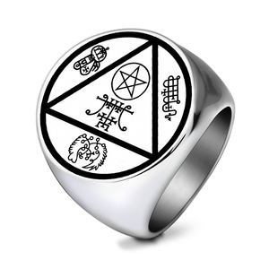 R063 Gioielli Spirituali, Miglior Talismano per Attirare Denaro con 4 Spiriti dell'Abbondanza, Amuleto Tagliato al <span class=keywords><strong>Laser</strong></span>, Anelli in Acciaio Inossidabile - Product Image 4