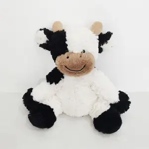 Customized Logo Plush Toys Lovely Soft White Black Cow Stuffed Animal Plush Cow Toys