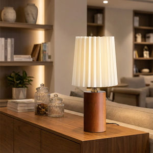 Lámpara de Mesa Decorativa Rústica Marrón Vintage E27 con Clip LED, Acrílico y Madera, Diseño Simple Inalámbrico para Sala de Lectura, Dormitorio, Mesita de Noche, Hogar - Product Image 2