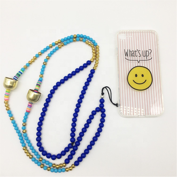 Beaded Phone Charm straps Fashion Acrylic Phone Lanyard Anti Lost Women Phone Chain Keychain