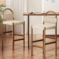Silla de Bar de Madera Arqueada de Calidad Profesional con Detalle de Cuerda Natural para Hostelería y Catering