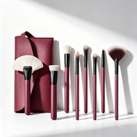 Ensemble de 8 pinceaux de maquillage en nylon de qualité supérieure avec sac, tube en aluminium argenté, kit d'outils cosmétiques pour le fond de teint