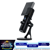 Microphone à condensateur USB professionnel avec lumière RVB, adapté à l'enregistrement en studio sur PC, ordinateur portable, streaming de jeux, podcast, chant