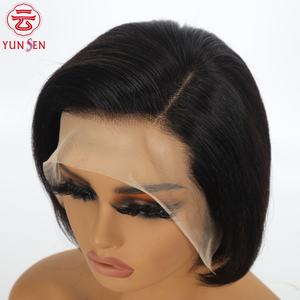 <span class=keywords><strong>ผม</strong></span>แท้ 100% แบบเวอร์จิ้น 13x4 ลูกไม้รอบด้าน <span class=keywords><strong>ทรง</strong></span>บ๊อบ<span class=keywords><strong>สั้น</strong></span>ตรง  แบบเต็มศีรษะ - Product Image 1