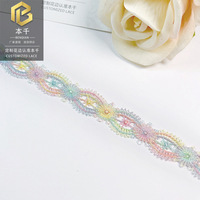 LEIXUSI 1,6 cm Dentelle Macaron Dégradée Soluble dans l'Eau, Bande de Dentelle Décorative Colorée pour Accessoires Vestimentaires, Vente en Gros