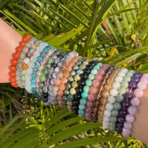 สร้อยข้อมือหินแท้ธรรมชาติ 4/6/8 มม. สำหรับบำบัดพลังงานเรกิ สไตล์โบฮีเมียน เหมาะสำหรับคู่รัก ทั้งผู้ชายและผู้หญิง - Product Image 1