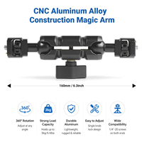 NOUVEAU Bras Magique pour Appareil Photo avec Double Rotule et Vis 1/4'' en Aluminium, Support de Caméra Rotatif à 360° °   Rotation pour moniteur/lumière LED/cage