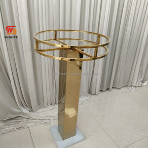 Top Dia 2 pies círculo redondo brillante oro inoxidable boda flores soporte evento MESA CENTRO DE MESA - Product Image 3