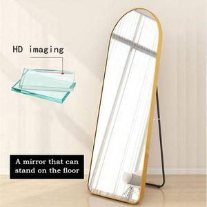 Miroirs muraux décoratifs de salle de bain modernes, grand miroir de sol en or, cadre rond en métal, style luxueux - Product Image 2