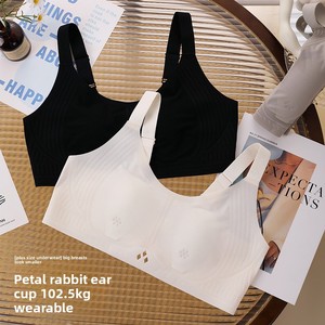 Soutien-gorge ultra-mince en soie glacée pour femmes grande <span class=keywords><strong>taille</strong></span> oreilles de lapin sans couture été beau dos gros seins rend les petits seins <span class=keywords><strong>plus</strong></span> petits - Product Image 2