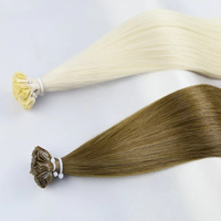Extensions de cheveux humains de qualité supérieure, brun blond, texture russe soyeuse et droite, pointe en kératine