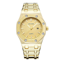 PS1453 montre classique en acier inoxydable doré étanche calendrier date aiguilles lumineuses montres à quartz de luxe pour hommes