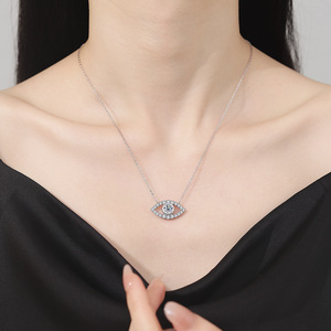 925 Sterling Silber Custom ized 0,5 Karat Moissan ite Angel Fashion Evil <span class=keywords><strong>Ey</strong></span> E Anhänger Halskette für Mädchens chmuck - Product Image 3