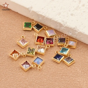 Novo 14K cheio de ouro/S925 prata esterlina Rhombus Birthstone Zircon pingente Para DIY Colar Pulseira Fazer Jóias - Product Image 2