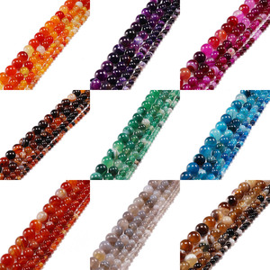 Natural Striped Agate Loose <b>Beads</b> Round Shape For Jewelry Making 6mm 8mm 10mm 12mm 14mm 16mm 18mm 20mm 22mm 24mm 26mm 28mm 30mm - Product Image 1