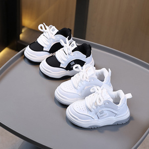 Scarpe da ginnastica casual leggere unisex per bambini, stringate, <span class=keywords><strong>bianche</strong></span>, per autunno, per ragazzi e ragazze - Product Image 1