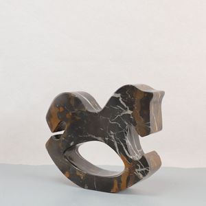Scultura Moderna in Marmo <span class=keywords><strong>Nero</strong></span> Oro Naturale, Cavallo a Dondolo Lucidato per Arredamento Casa, con 1 Anno di Garanzia per Villa e Hotel - Product Image 3