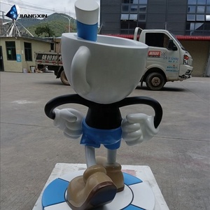 Sculpture en résine mignonne de Cuphead, décoration spatiale sur le thème du jeu, artisanat en fibre de verre personnalisé (vente chaude au Moyen-Orient et en Europe) - Product Image 4