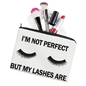 2024 zipper 3D eyelash printing lipstick makeup pouch make up brush eco friendly beauty cosmetic bag logo