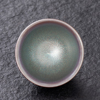 Jianyang Jianzhan Ensemble de tasses et bols à thé Kung Fu de maître, en céramique à glaçure à effet de goutte d'huile et à glaçure colorée, en fer émaillé, style Nouvelle Chine
