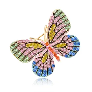 PUSHI Factory made women rhinestone butterfly brooch pin sister designer brooches good price