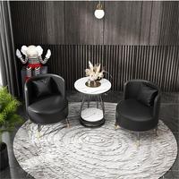 Chaise en cuir de loisir moderne petite table ensemble meubles de maison en métal durable pour chambre à coucher salon balcon hôtel café application