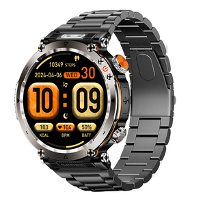 Montre connectée sportive DSM11 HT30 avec bracelet en acier, batterie 600 mAh, étanche 3 ATM, boussole, lampe torche, fonction de détection de devises UV - Product Image 1