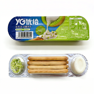 Biscuits individuels à double bâtonnet pour commande <span class=keywords><strong>en</strong></span> gros OEM, avec crème de yaourt et morceaux de kiwi, emballage individuel, snacks de loisirs - Product Image 1