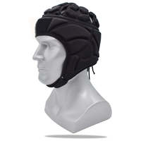 Gorra Scrum ajustable anticolisión para jóvenes adultos, casco de Rugby personalizado negro y rojo, casco para fútbol con bandera 7on7