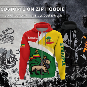 Sudadera con Cierre para Hombre, Fabricante Profesional, Sublimación de Tinta, Logotipo Personalizado, Transpirable, Sudadera de Invierno con León Etíope - Product Image 2