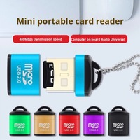 Lector de Tarjetas Externo USB 2.0 con Tapa de Plástico y Aluminio, Llavero, Alta Velocidad, Adaptador OTG para Tarjetas de Memoria TF/SD para PC y Laptop