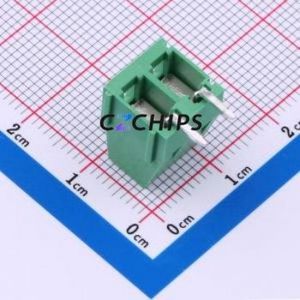 MX128R-5.0-02P-GN01-Cu-Y-A Screw Terminal Block Bent Lead Through Hole,P=5mm Connector 1x2P 5mm Green Right Angle Insert - Product Image 2