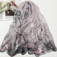 Fashion musim panas sifon Floral dicetak syal panjang 160*50cm selendang wanita pantai tabir surya kain kasa saputangan syal kepala