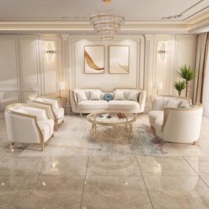 Light Luxury Solid Wood <b>Sofa</b> Set Genuine Leather Living Room Furniture European Style High-End Villa Apartment Couch - Product Image 3