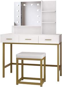 Style nordique Mdf marbre blanc Kommode maquillage dressing or acier métal Led stockage <span class=keywords><strong>commode</strong></span> meubles Table de courtoisie <span class=keywords><strong>et</strong></span> miroir - Product Image 2